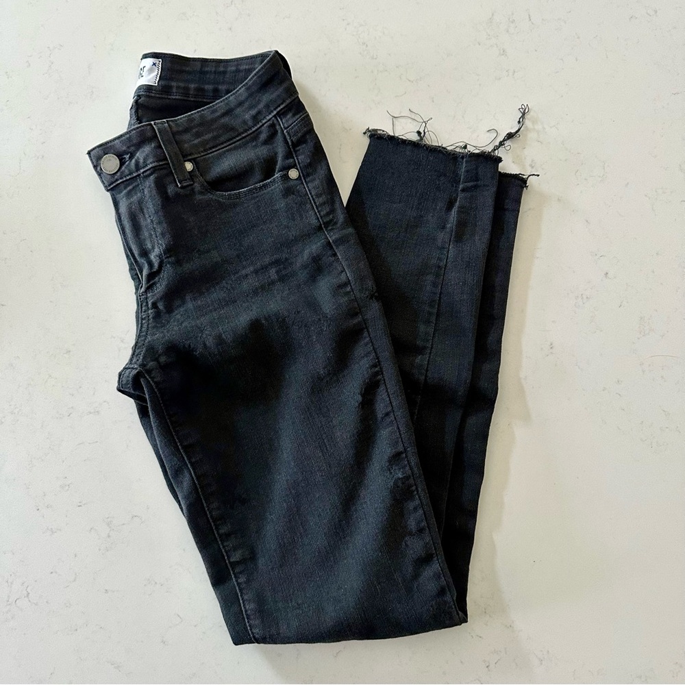 PAIGE Verdugo Ankle Washed Black Distressed Jeans size 25